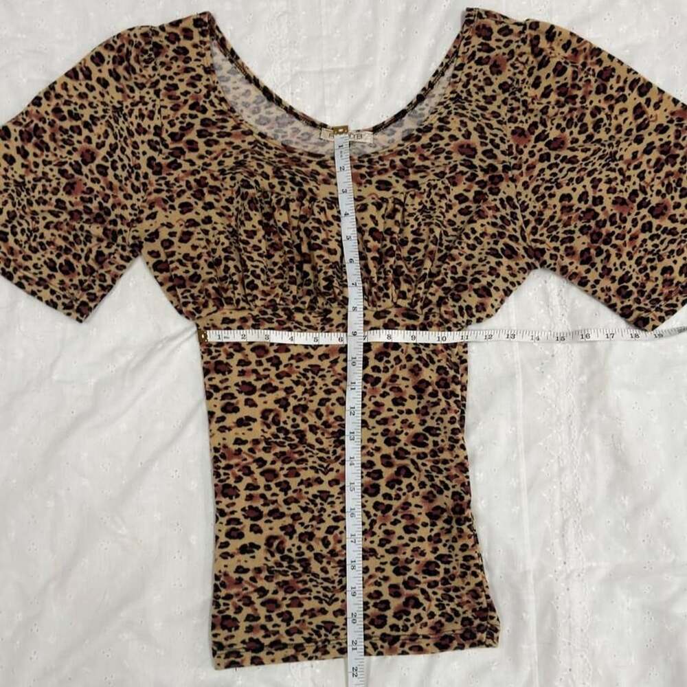Arden B. Leopard Print Ruched Top Y2K Reworked - Picture 4 of 6